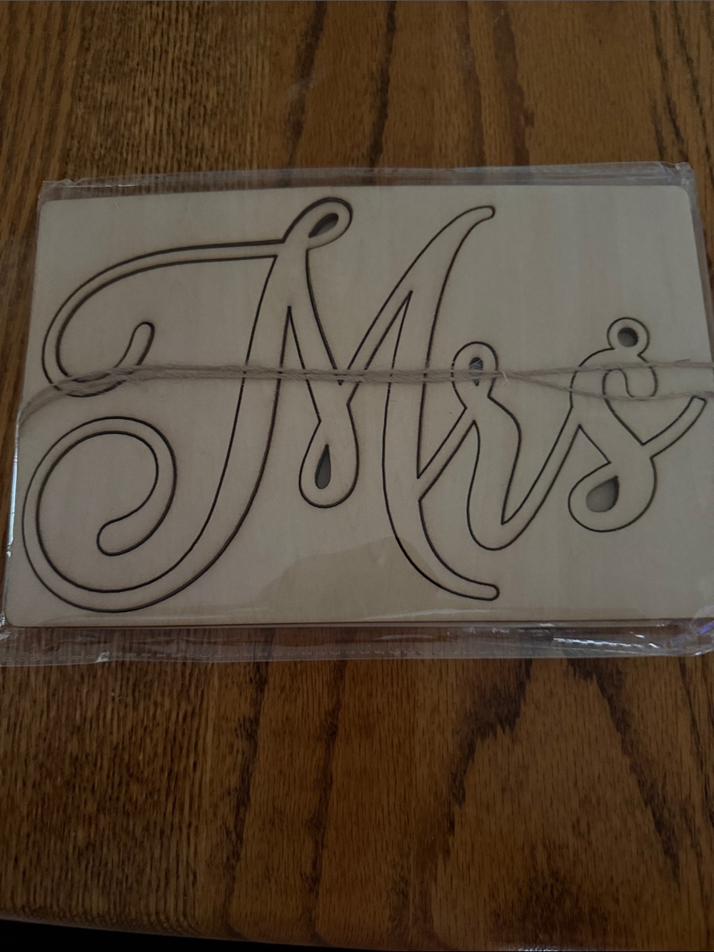 Handcrafted 'Mrs' Wooden Wall Script - Natural Wood